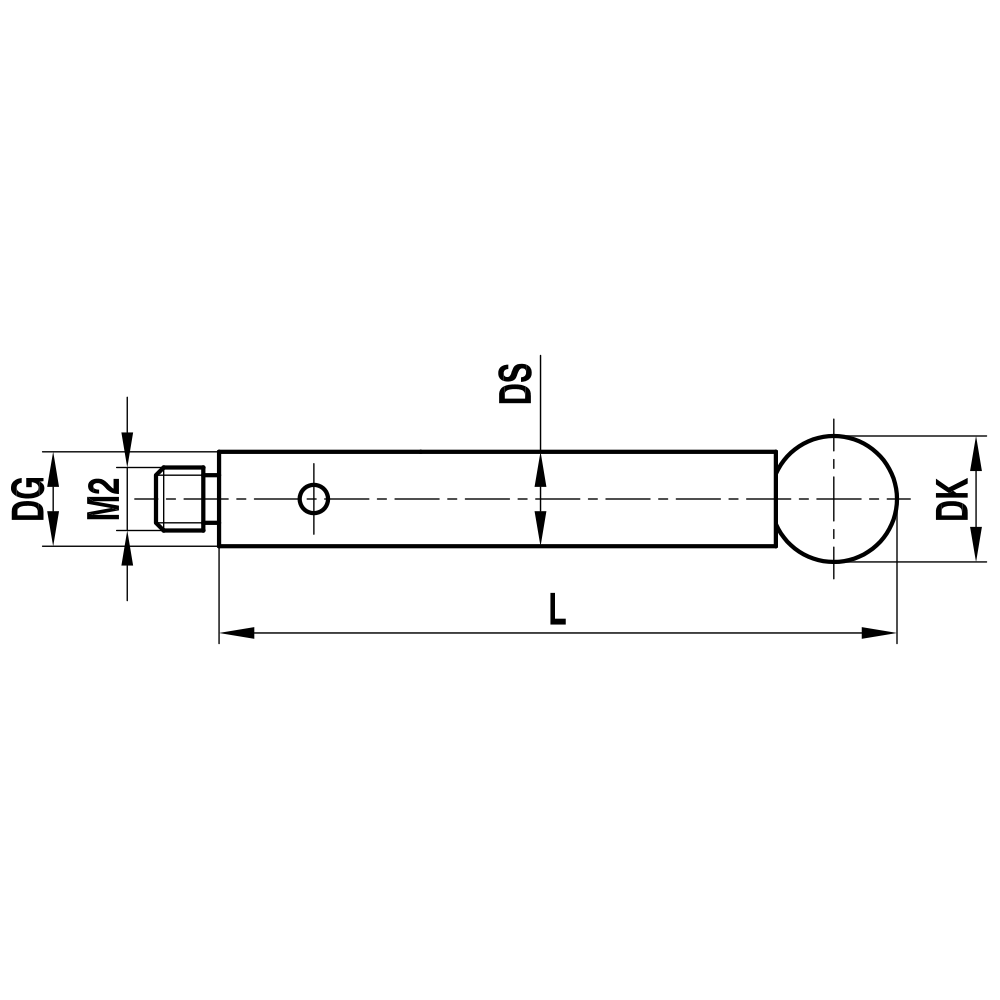 Drawing of product M2 Straight Stylus; DK 8.0 mm; L 13.0 mm