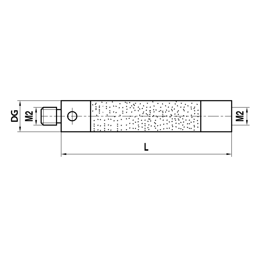 Drawing of product M2 Extension ceramic; DG 3.0 mm; L 60.0 mm