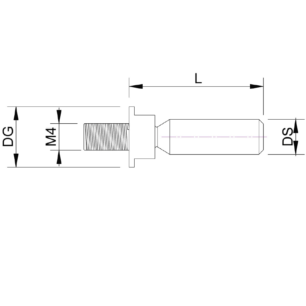 Drawing of product M4 Breaking point piece; L 15.2 mm