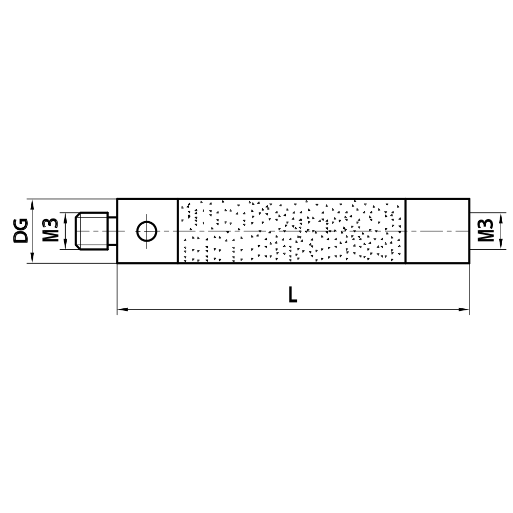 Drawing of product M3 Extension ceramic; DG 4.0 mm; L 30.0 mm