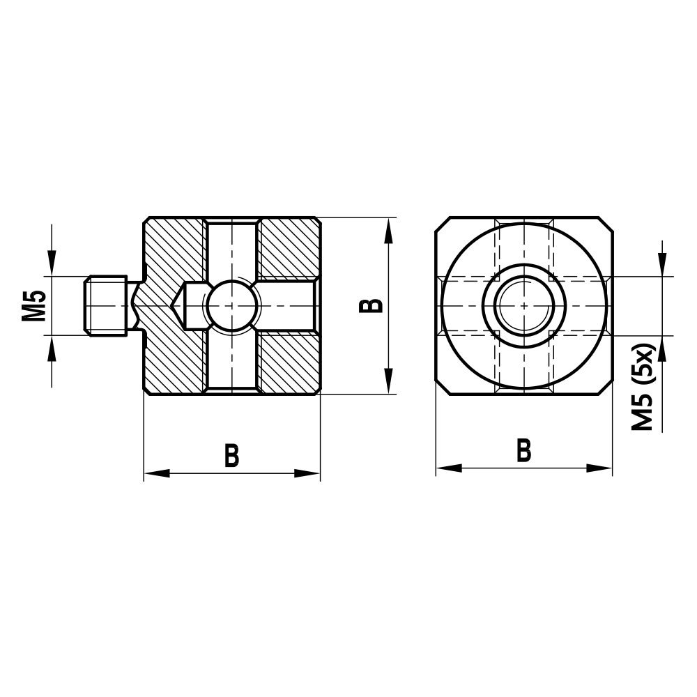 Drawing of product M5 Cube titanium for Leitz; B 15.0 mm