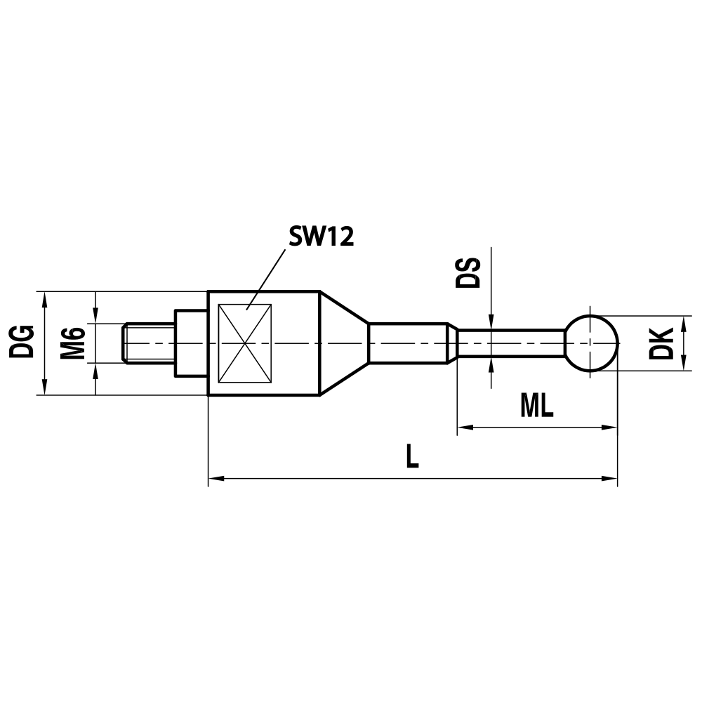 Drawing of product TH M6 H08 16 100