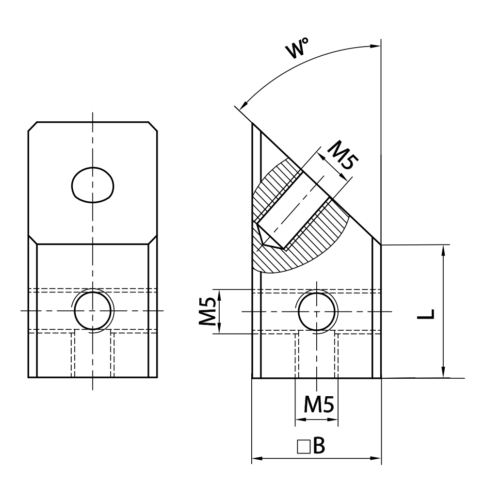 Drawing of product M5 Cube titanium; B 15.0 mm;  angle 62.5°