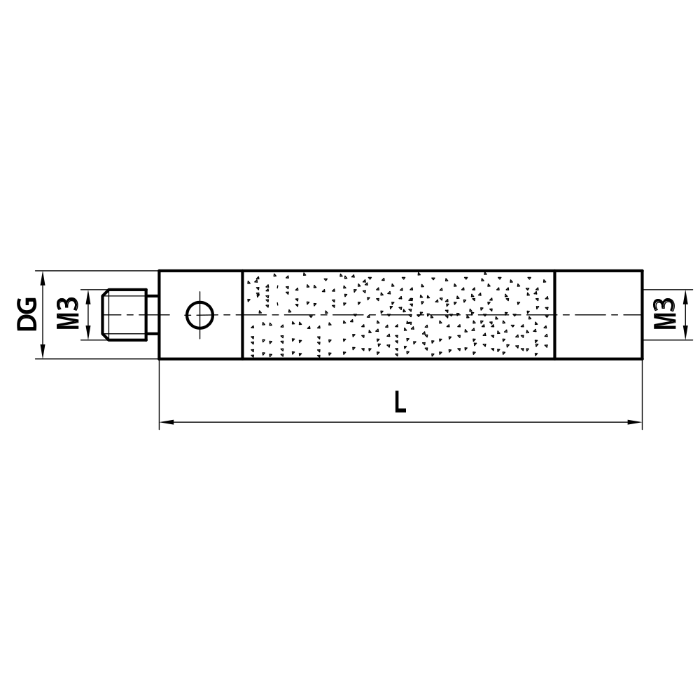 Drawing of product M3 Extension ceramic; DG 4.0 mm; L 50.0 mm